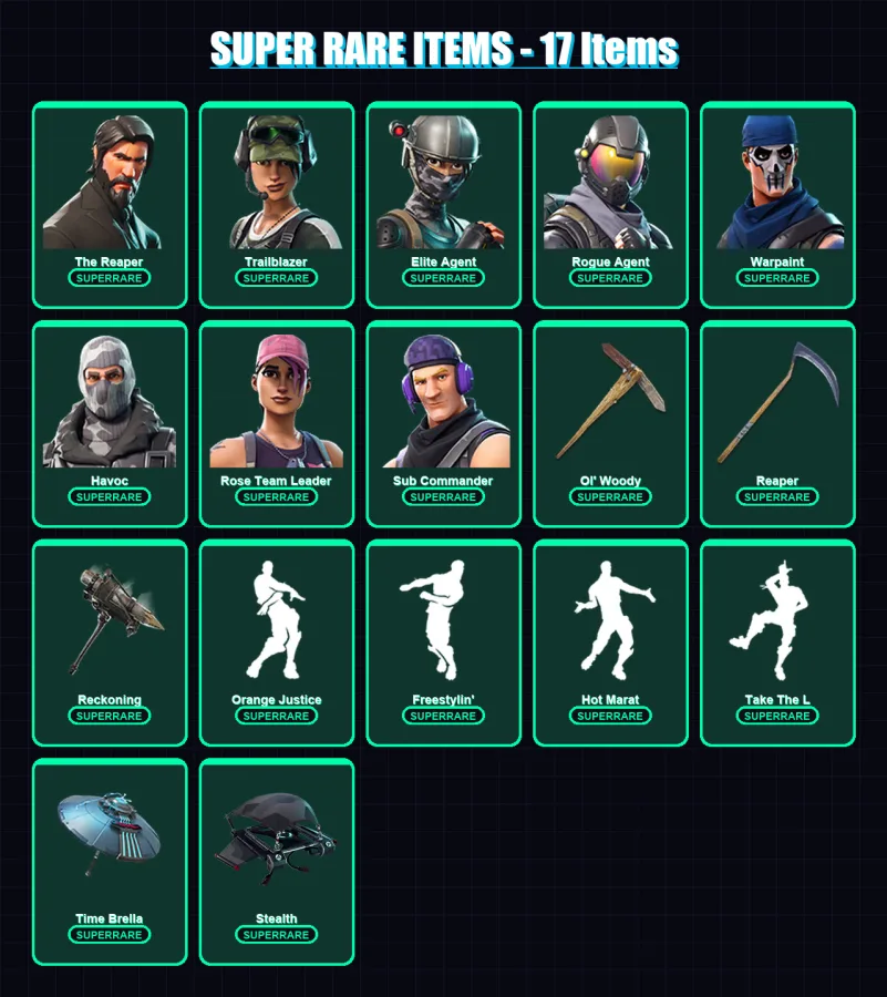 [PC/PSN] | The Reaper | Trailblazer | Elite Agent | OG Skull Trooper | Rogue Agent | 95 skin | 79 pickaxe | 87 emote | 67 glider | Lv786