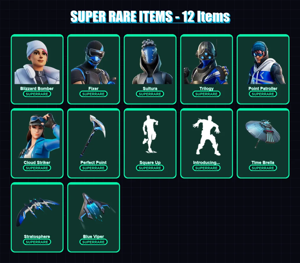 [PS4/PS5/XBOX/PC] | Blizzard Bomber | Fixer | Sultura | Trilogy | Point Patroller | 71 skin | 117 pickaxe | 91 emote | 95 glider | Lv1567