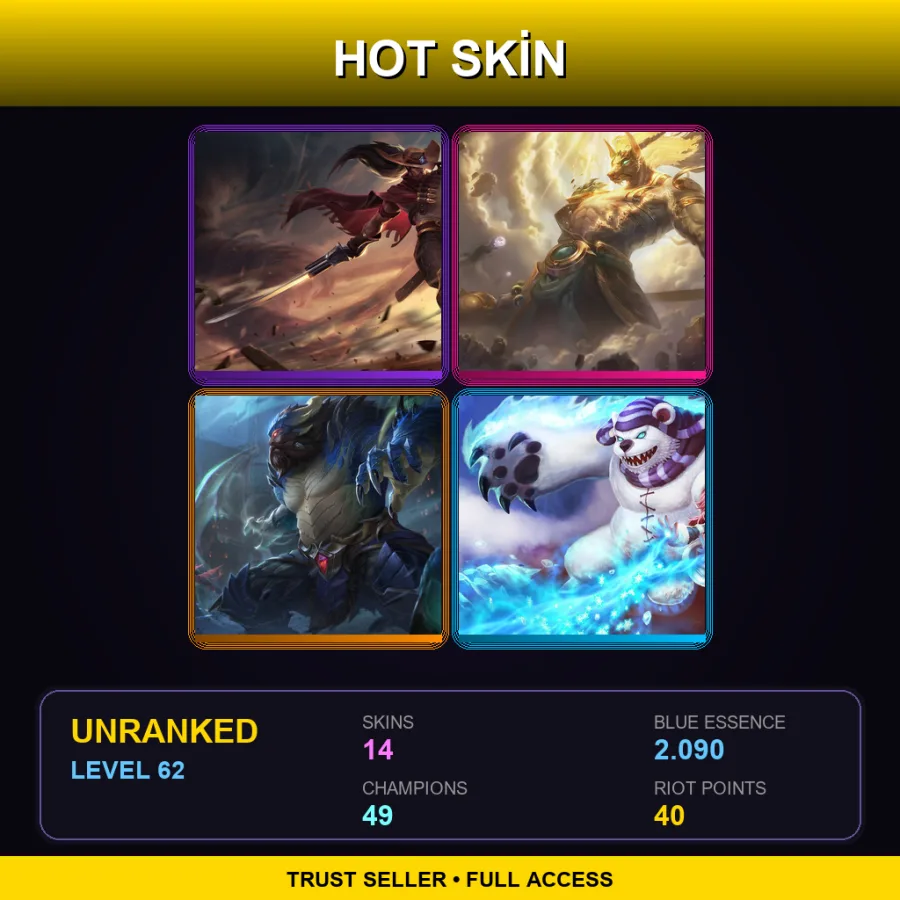 LAS | Lv62 | Unranked | 14 Skin | 49 Champ