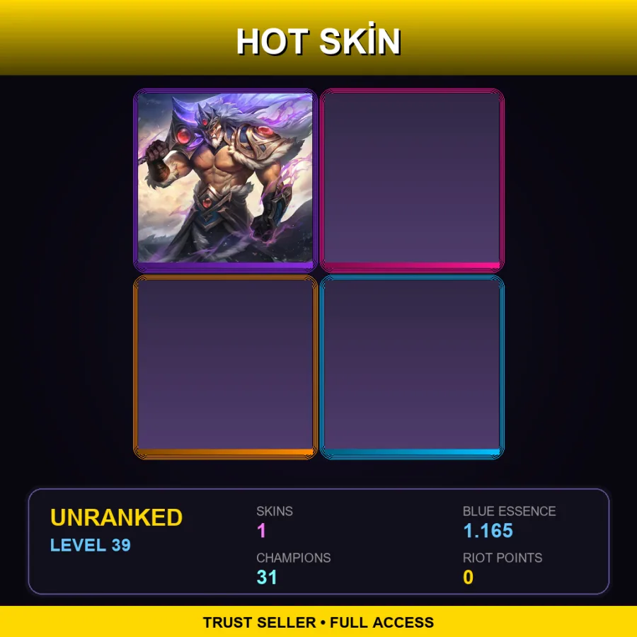 LAN | Victorious Tryndamere | 1 Skin | 31 Champ | Lv39