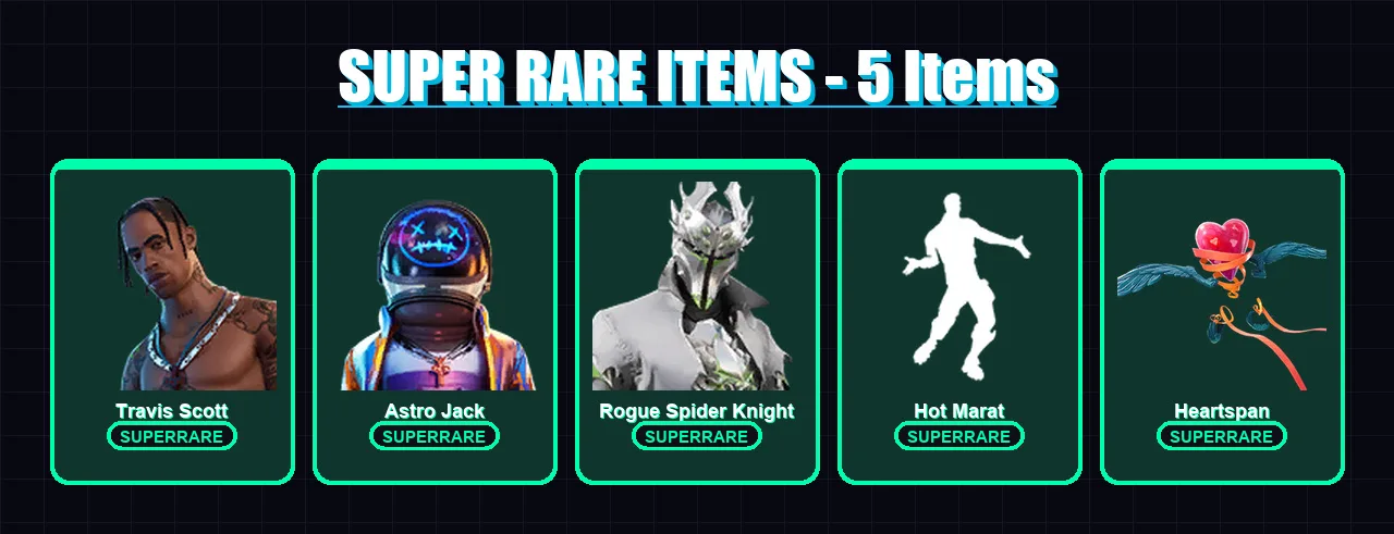 [PC] | Travis Scott | Astro Jack | Rogue Spider Knight | Sorana | The Ice King | 71 skin | 70 pickaxe | 61 emote | 69 glider | Lv1175 — Fortnite account