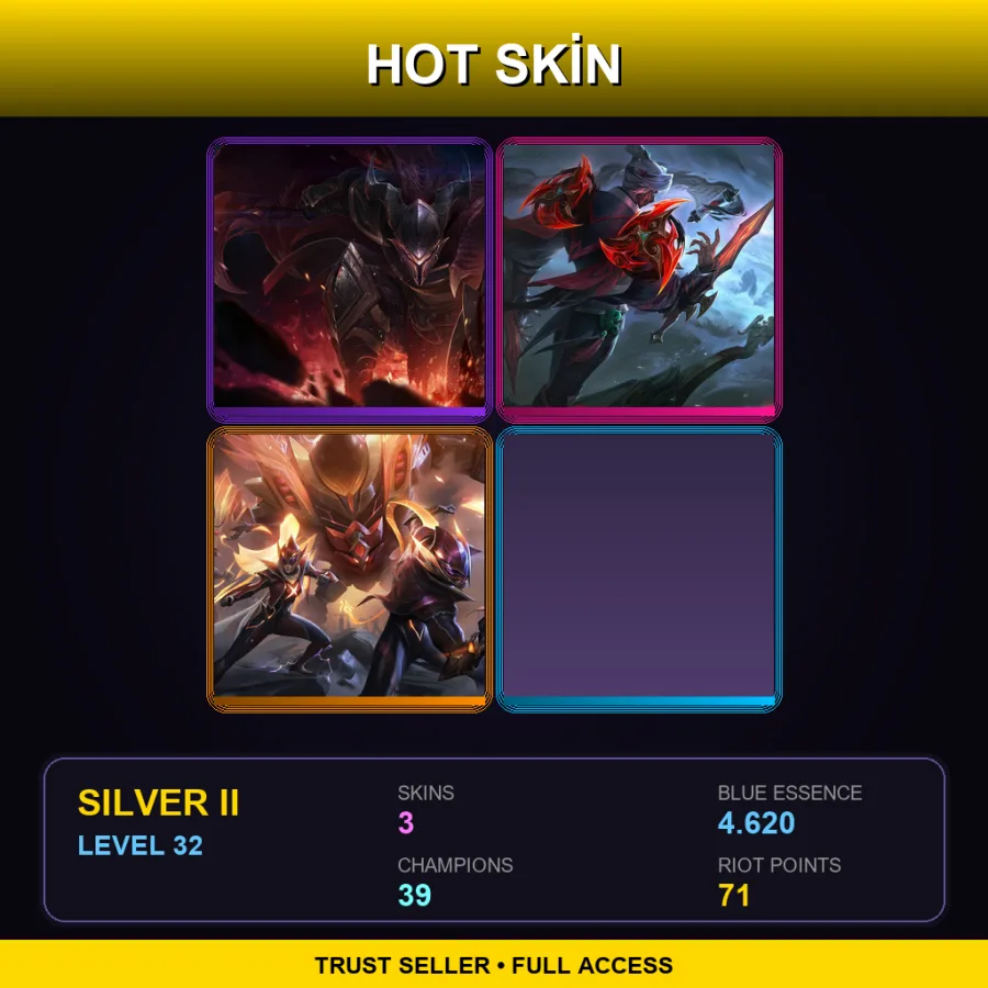 EUW | Lv32 | Silver II | 3 Skin | 39 Champ — LoL account