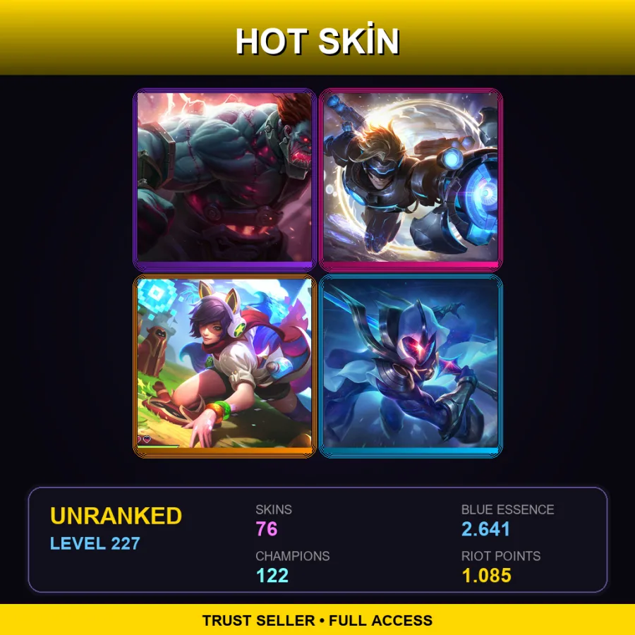 EUW | Lv227 | Unranked | 76 Skin | 122 Champ — LoL account