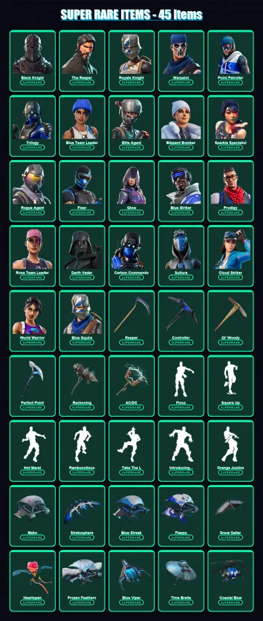 [PC/XBOX/PSN] | Black Knight | The Reaper | Royale Knight | Warpaint | Point Patroller | 445 skin | 467 pickaxe | 278 emote | 335 glider | Lv3735