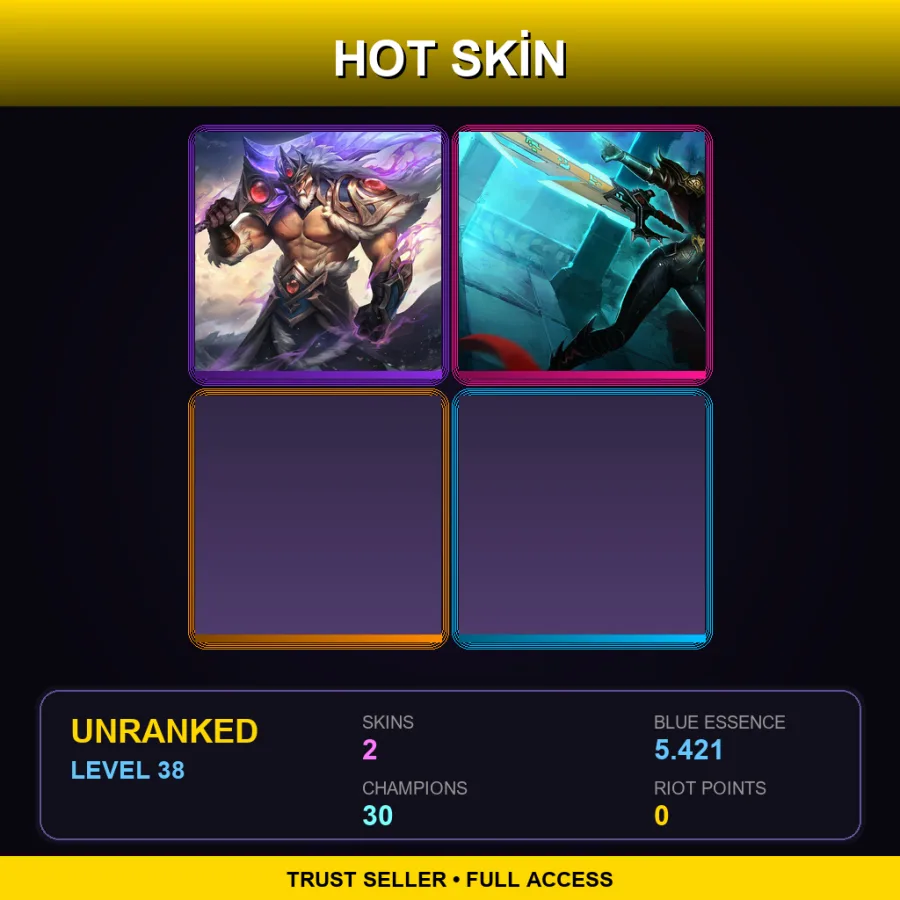 EUW | Lv38 | Unranked | 2 Skin | 30 Champ — LoL account