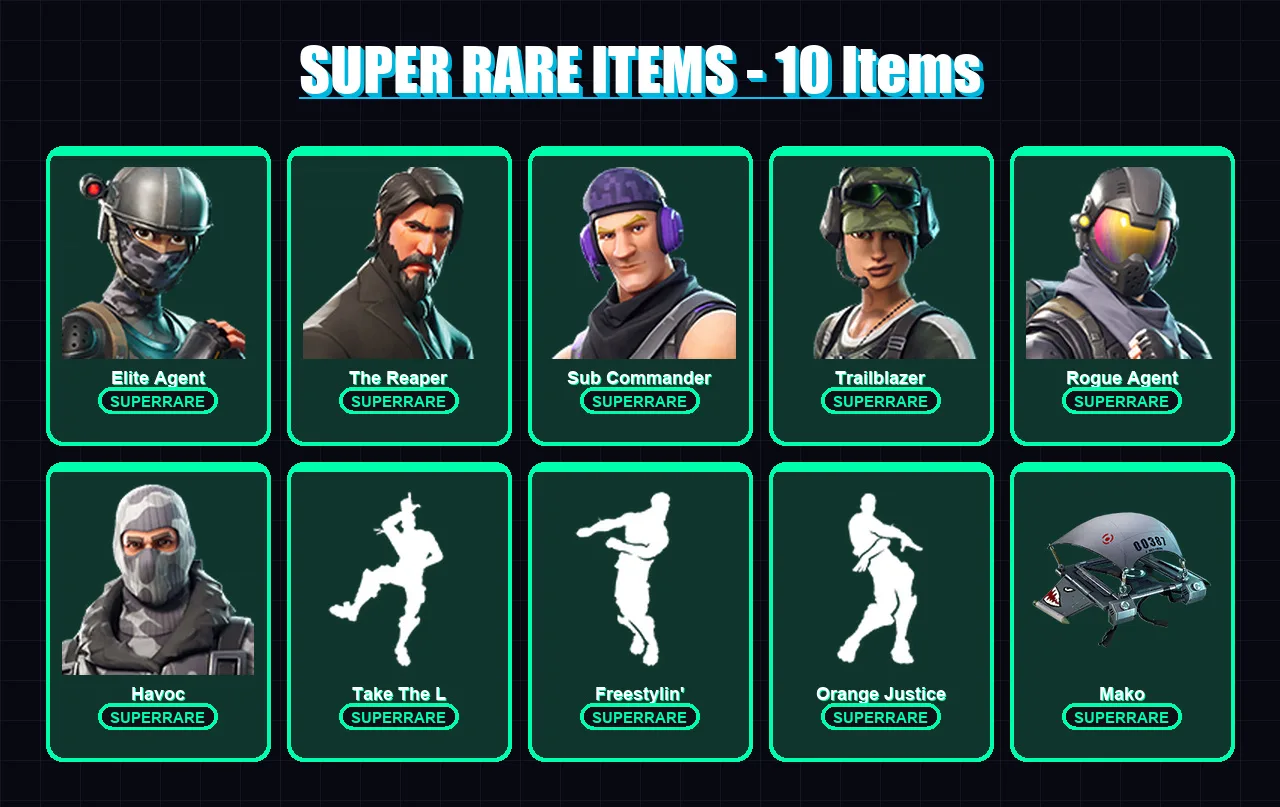 [PC/XBOX/PSN] | Elite Agent | The Reaper | Sub Commander | Trailblazer | Rogue Agent | 30 skin | 16 pickaxe | 21 emote | 18 glider | Lv214