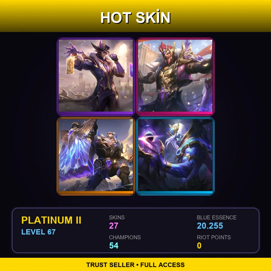 EUW | Lv67 | Platinum II | 27 Skin | 54 Champ