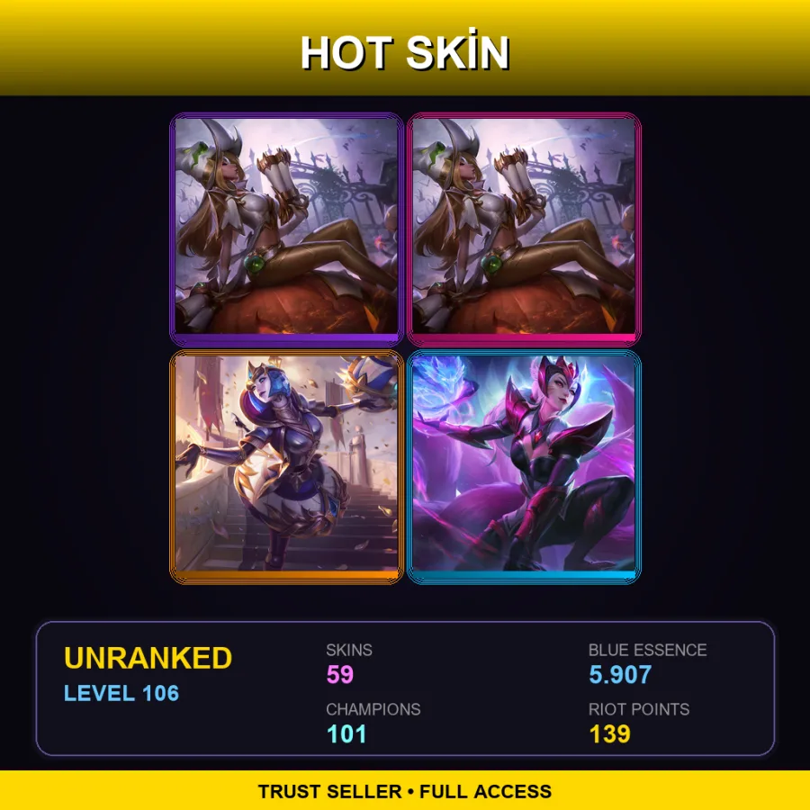 EUNE | Lv106 | Unranked | 59 Skin | 101 Champ — Winter Wonder Karma