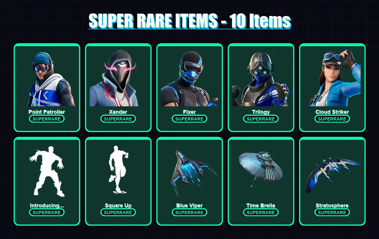 [PC/XBOX] | Point Patroller | Xander | Fixer | Trilogy | Cloud Striker | 28 skin | 60 pickaxe | 58 emote | 51 glider | Lv969