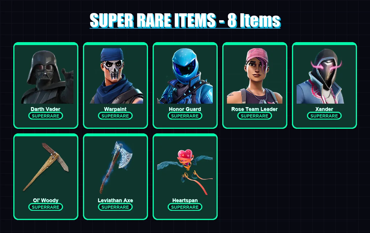 [PC/XBOX] | Darth Vader | Warpaint | Honor Guard | Rose Team Leader | Xander | 177 skin | 209 pickaxe | 134 emote | 163 glider | Lv2560