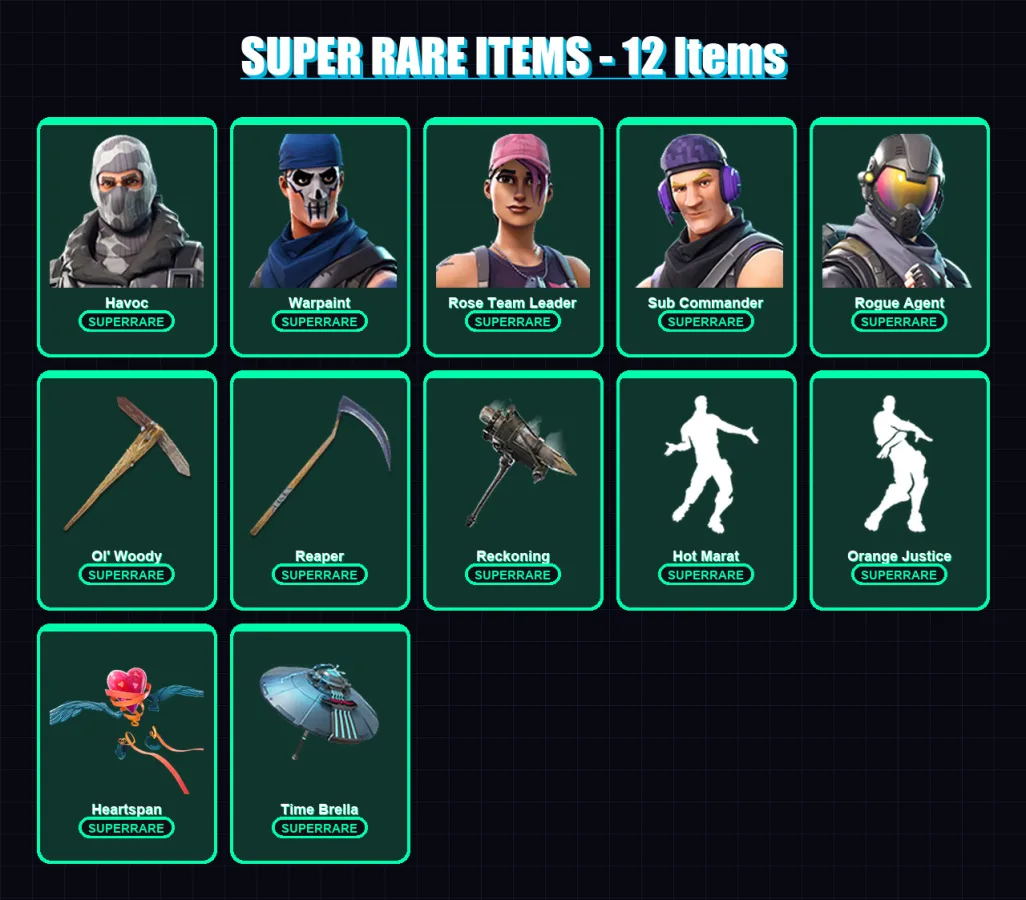 [PC/XBOX/PSN] | Havoc | Warpaint | Rose Team Leader | Sub Commander | Rogue Agent | 124 skin | 109 pickaxe | 112 emote | 117 glider | Lv1376