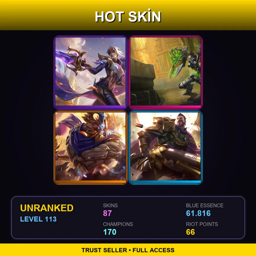 VN | Lv113 | Unranked | 87 Skin | 170 Champ