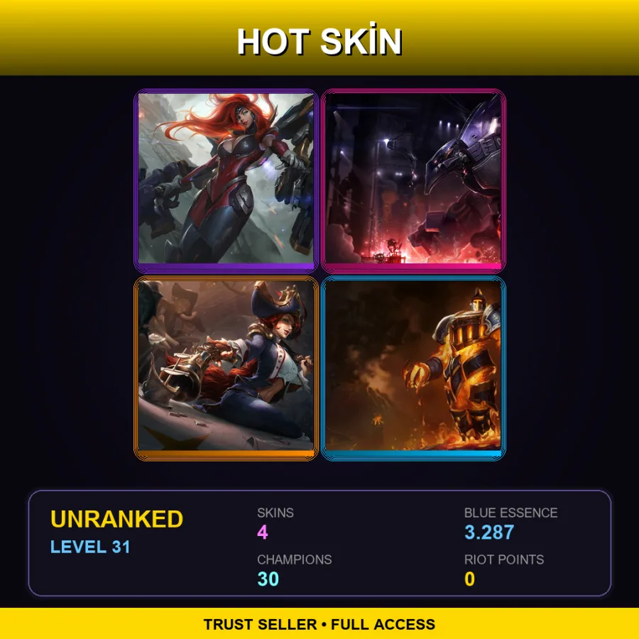 LAS | Lv31 | Unranked | 4 Skin | 30 Champ — LoL account