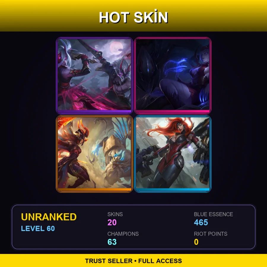 SG | Lv60 | Unranked | 20 Skin | 63 Champ — Sentinel Vayne