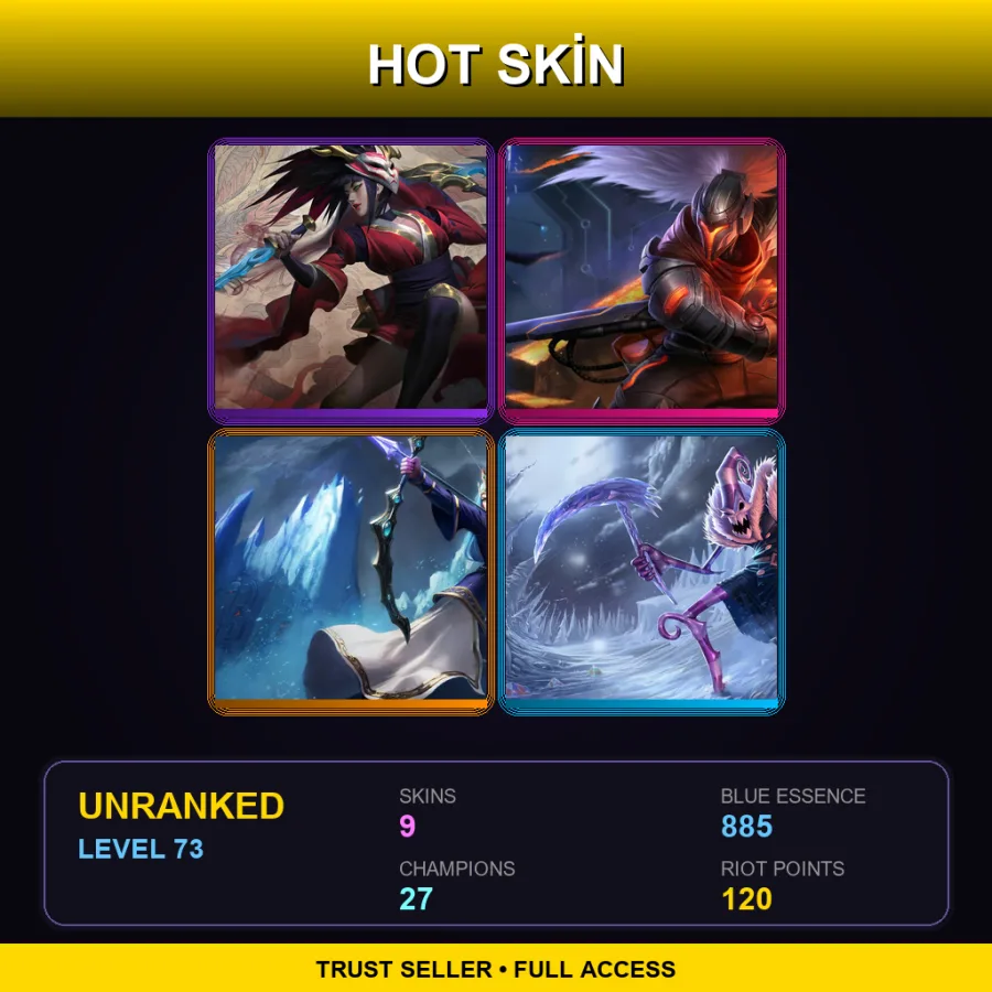 LAN | Lv73 | Unranked | 9 Skin | 27 Champ — LoL account