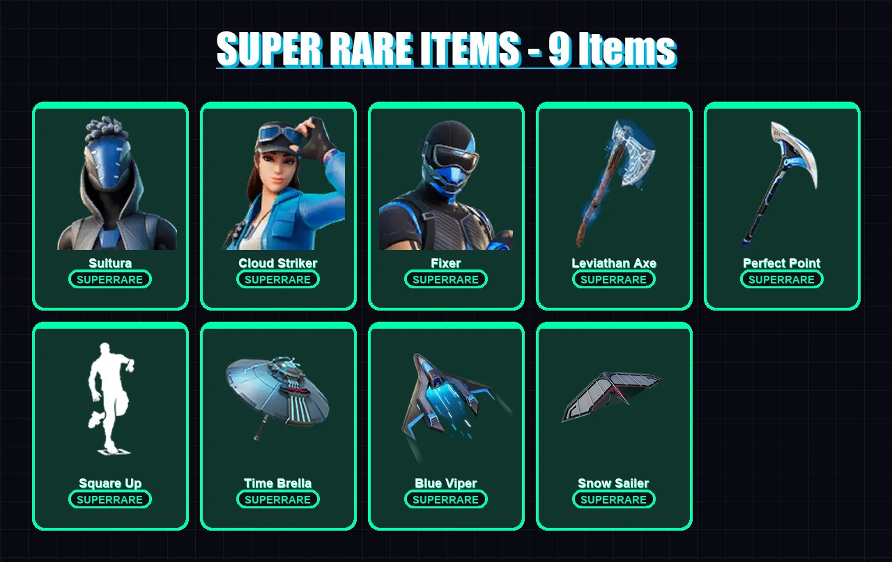 [PS4/PS5/XBOX/PC] | Sultura | Cloud Striker | Fixer | Predator | Mandalorian | 34 skin | 63 pickaxe | 51 emote | 66 glider | Lv1081 — Fortnite account
