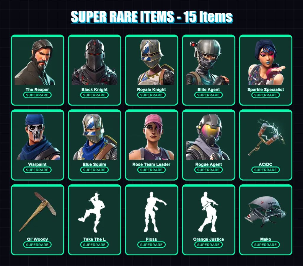 [PC/XBOX/PSN] | The Reaper | Black Knight | Royale Knight | Elite Agent | Sparkle Specialist | 33 skin | 37 pickaxe | 48 emote | 39 glider | Lv521