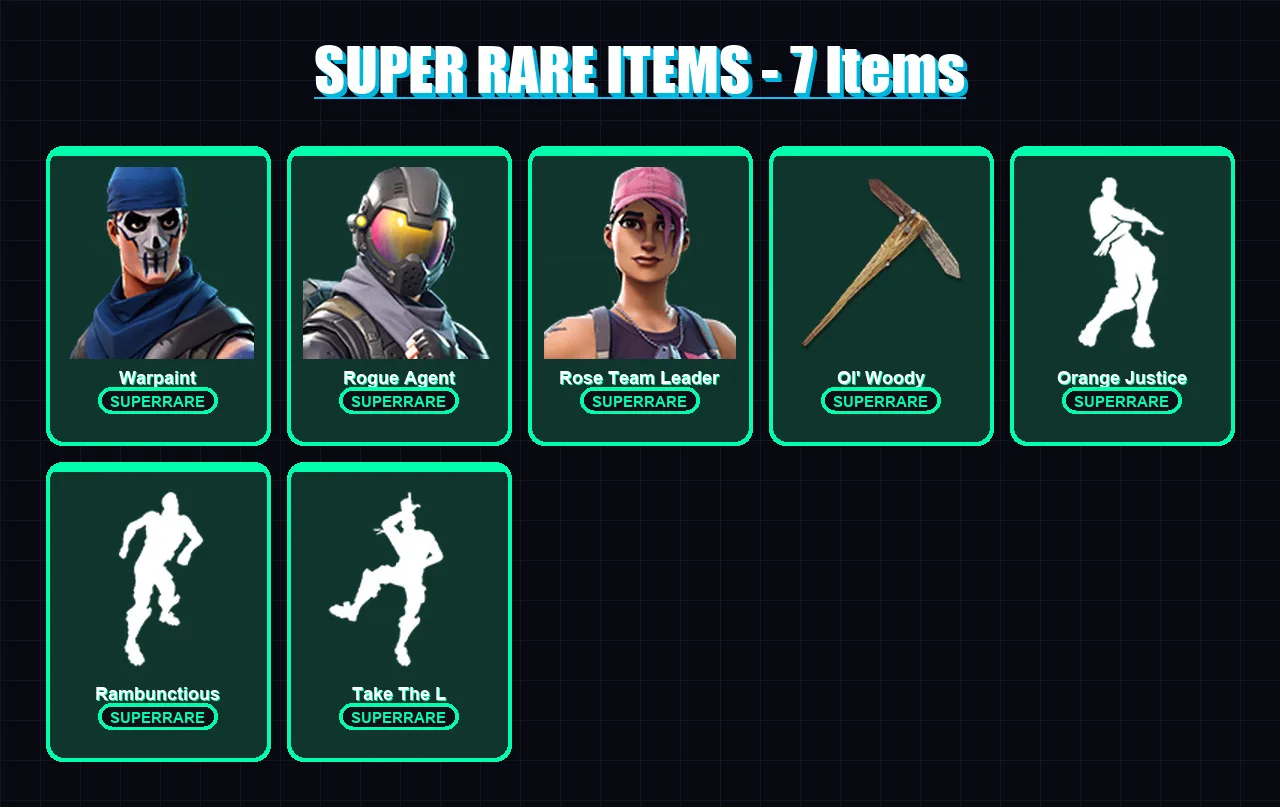 [PC/PSN] | Warpaint | Rogue Agent | Rose Team Leader | Valor | Flytrap | 58 skin | 46 pickaxe | 43 emote | 38 glider | Lv466