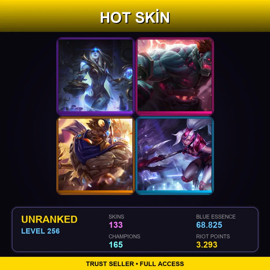 NA | Lv256 | Unranked | 133 Skin | 165 Champ — Unranked / Smurf League of Legends