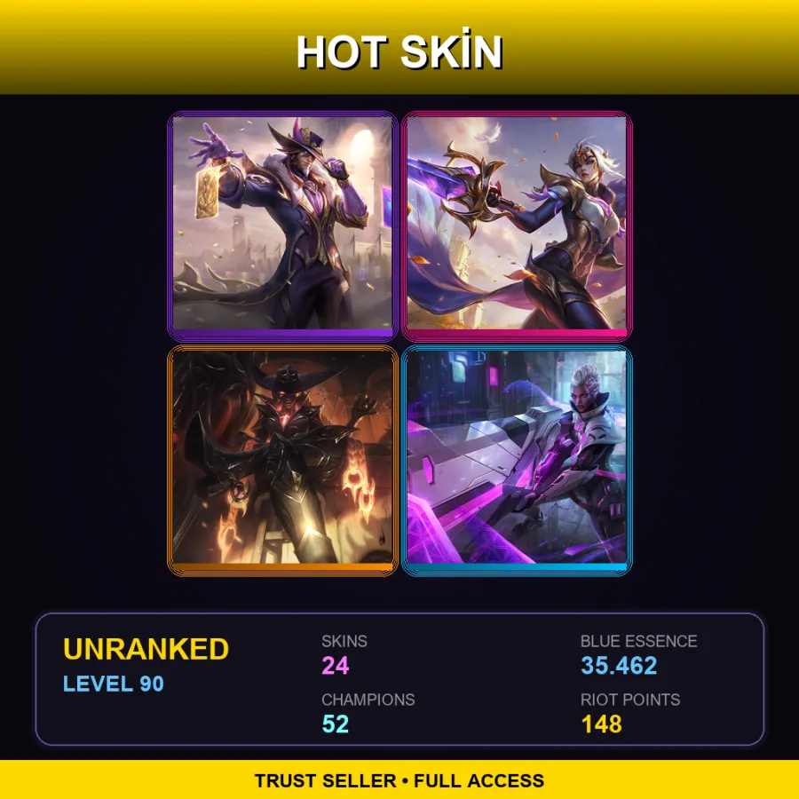 LAN | Victorious Twisted Fate | Victorious Fiora | High Noon Senna | PROJECT: Senna | 24 Skin | 52 Champ | Lv90