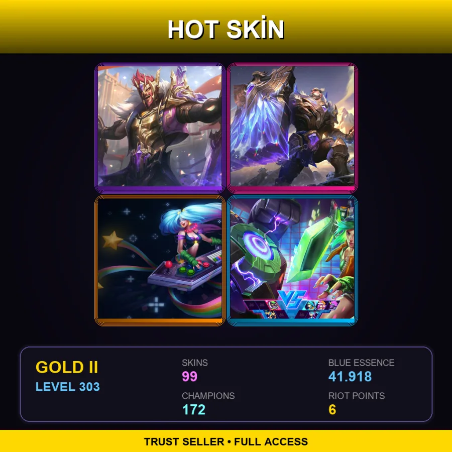 SG | Lv303 | Gold II | 99 Skin | 172 Champ