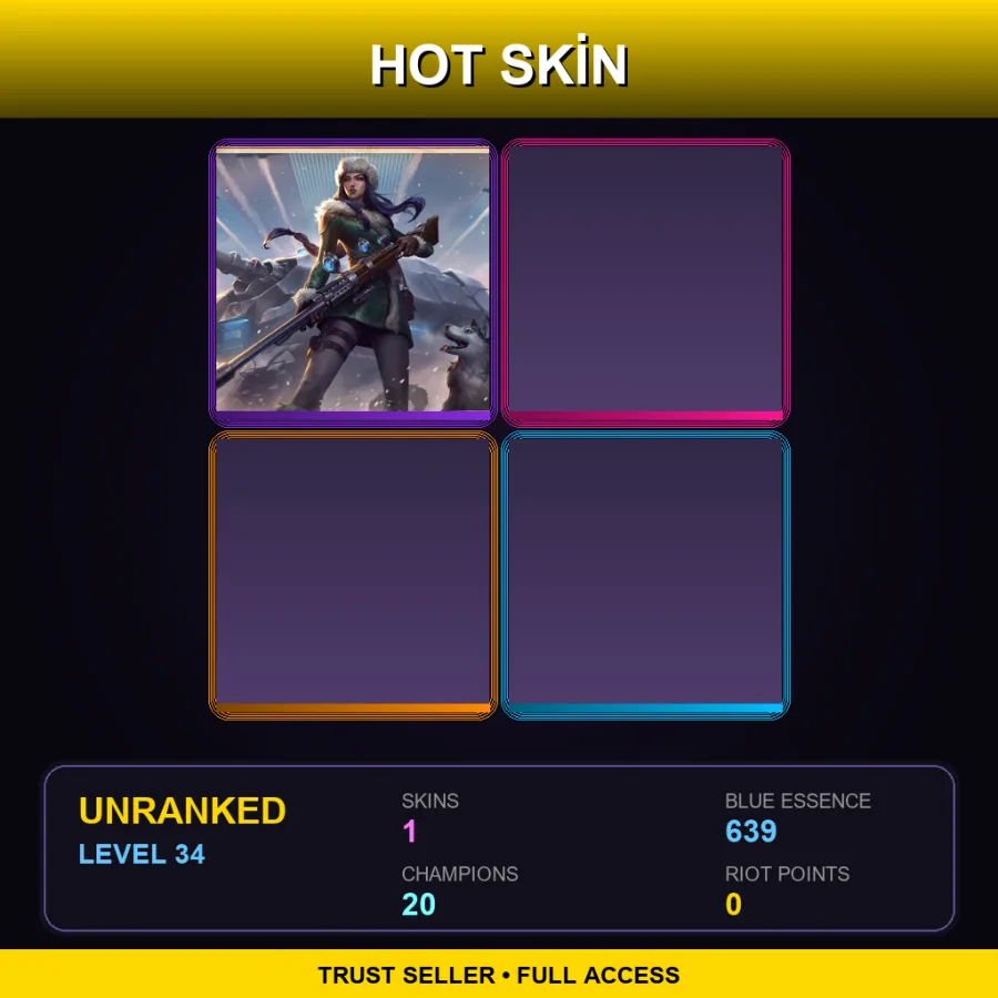 NA | Arctic Warfare Caitlyn | 1 Skin | 20 Champ | Lv34