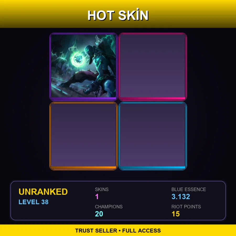 EUW | Lv38 | Unranked | 1 Skin | 20 Champ — LoL account