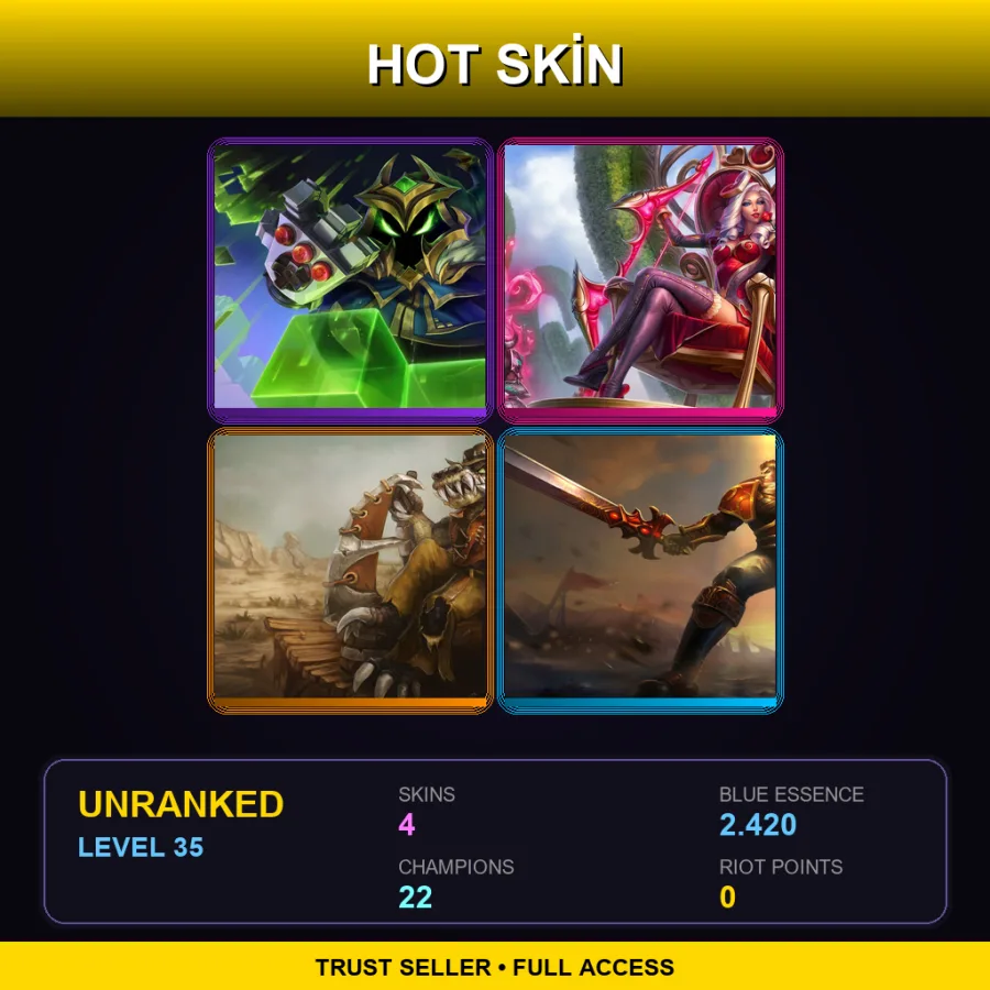 LAS | Lv35 | Unranked | 4 Skin | 22 Champ — LoL account