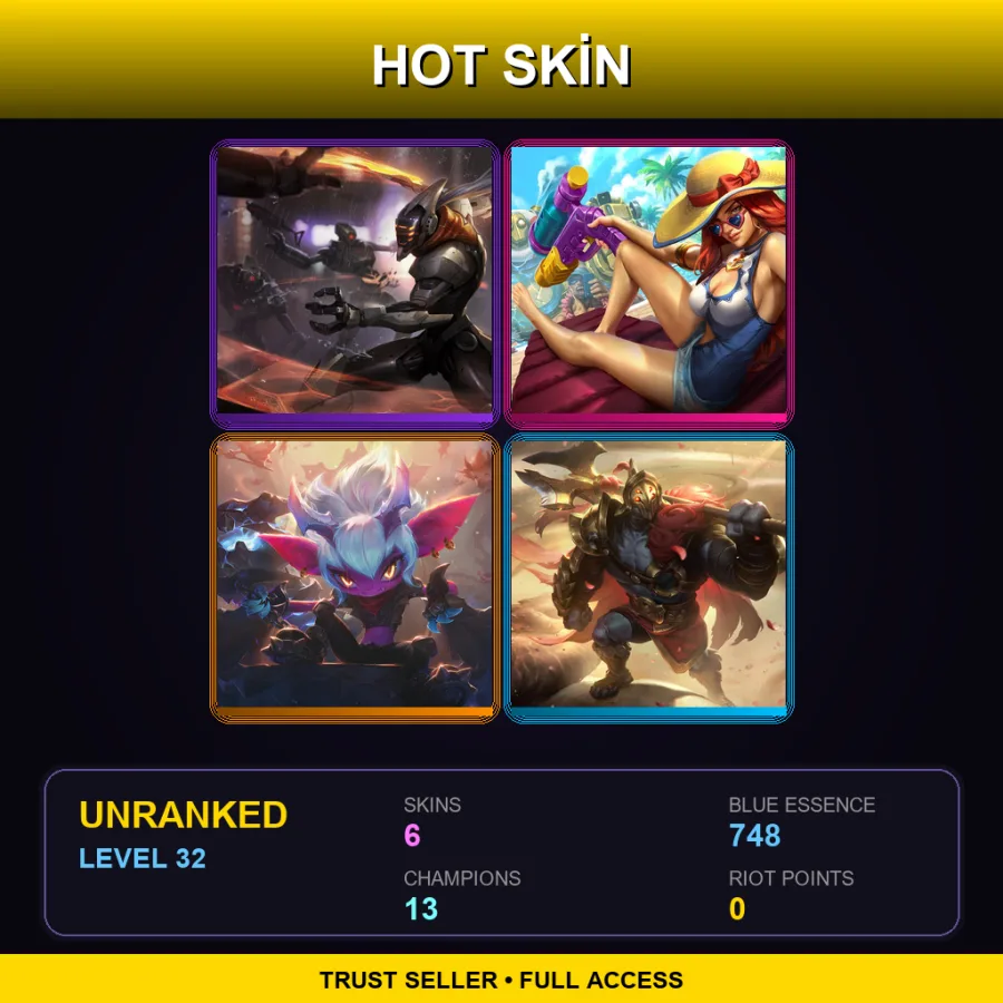 VN | Lv32 | Unranked | 6 Skin | 13 Champ