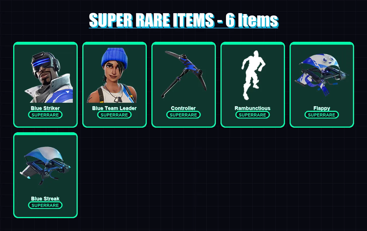 [PC/XBOX/PSN] | Blue Striker | Blue Team Leader | Valeria | Wild Card | Son Goku | 39 skin | 37 pickaxe | 48 emote | 25 glider | Lv322 — Fortnite account