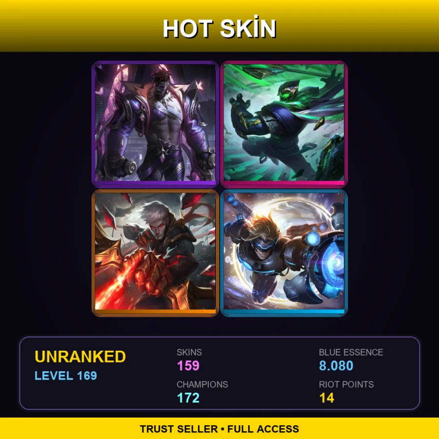 TW | Lv169 | Unranked | 159 Skin | 172 Champ — Unranked / Smurf League of Legends