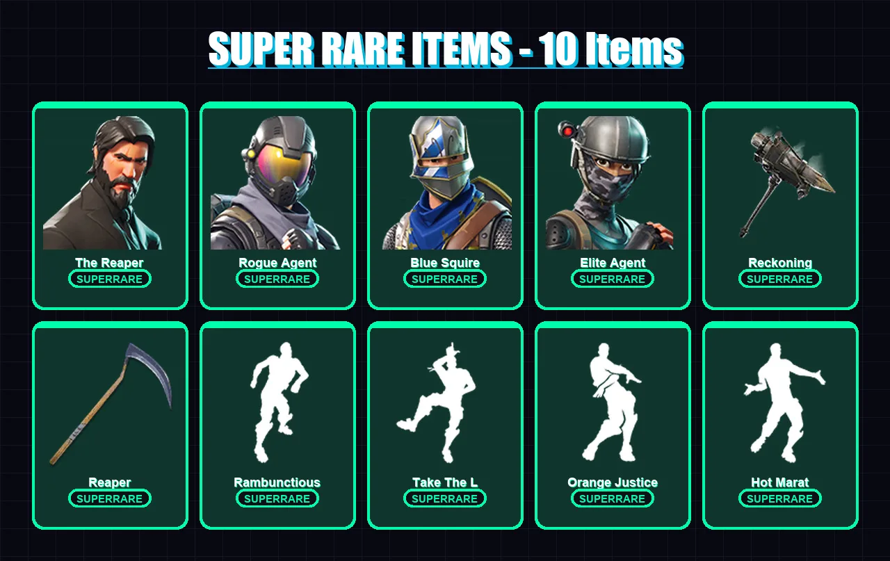[PC/XBOX/PSN] | The Reaper | Rogue Agent | Blue Squire | Elite Agent | Calamity | 96 skin | 58 pickaxe | 95 emote | 60 glider | Lv594