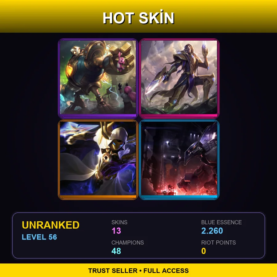 LAS | Lv56 | Unranked | 13 Skin | 48 Champ — LoL account