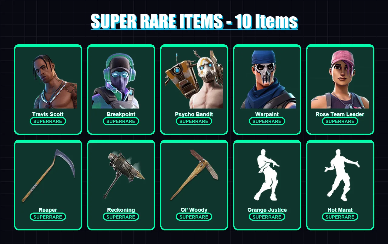[PC/PSN] | Travis Scott | Breakpoint | Psycho Bandit | Warpaint | Rose Team Leader | 152 skin | 150 pickaxe | 135 emote | 138 glider | Lv1895