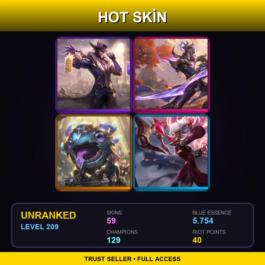 EUNE | Lv209 | Unranked | 59 Skin | 129 Champ