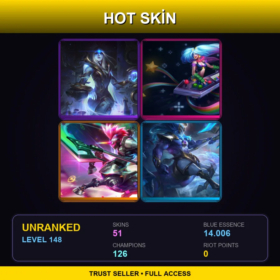 NA | Lv148 | Unranked | 51 Skin | 126 Champ