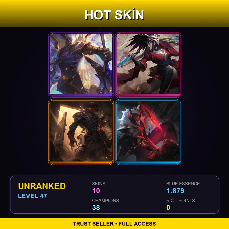 TR | Lv47 | Unranked | 10 Skin | 38 Champ