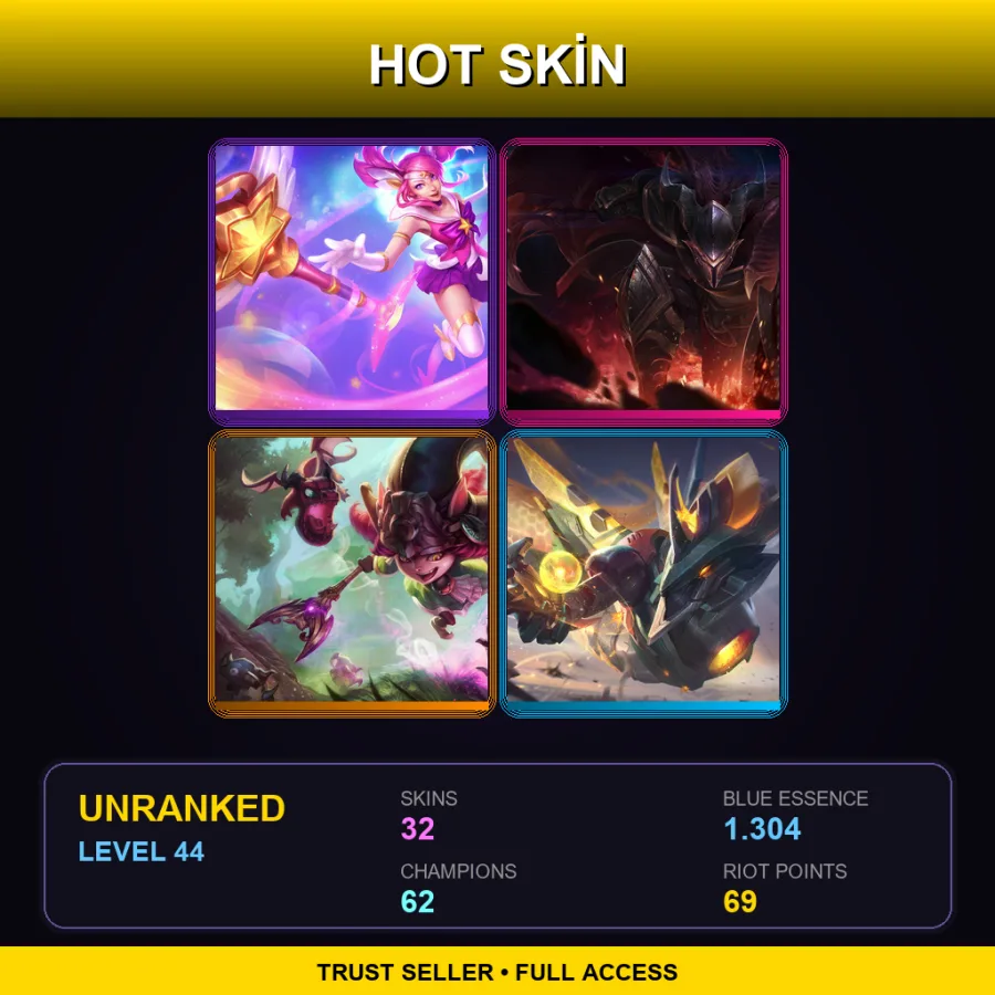 EUW | Lv44 | Unranked | 32 Skin | 62 Champ