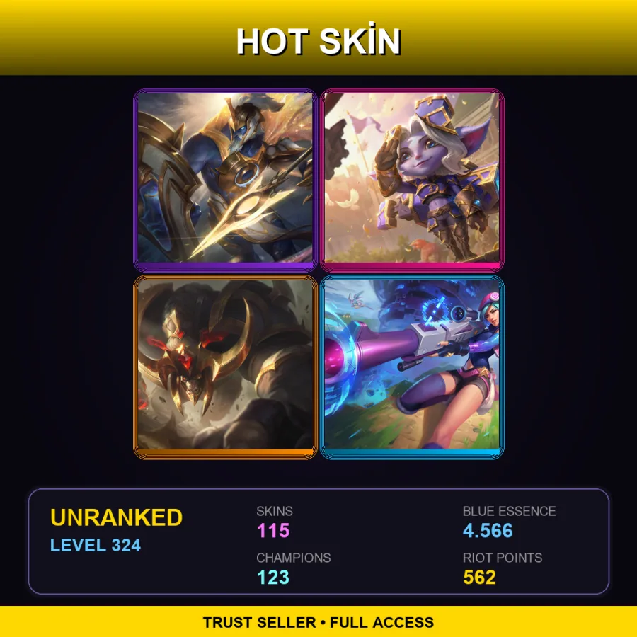 LAN | Lv324 | Unranked | 115 Skin | 123 Champ