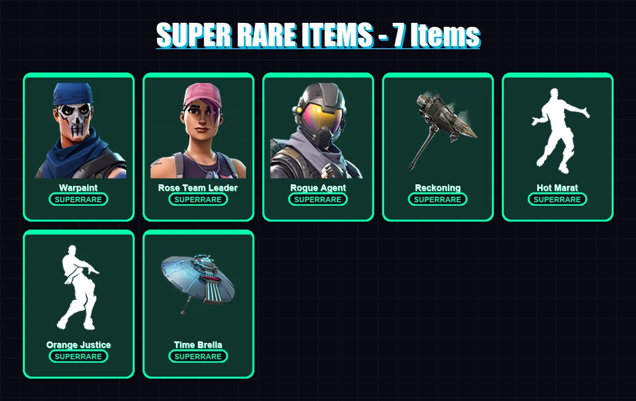 [PC/XBOX/PSN] | Warpaint | Rose Team Leader | Rogue Agent | Carbide | Drift | 36 skin | 54 pickaxe | 61 emote | 55 glider | Lv600