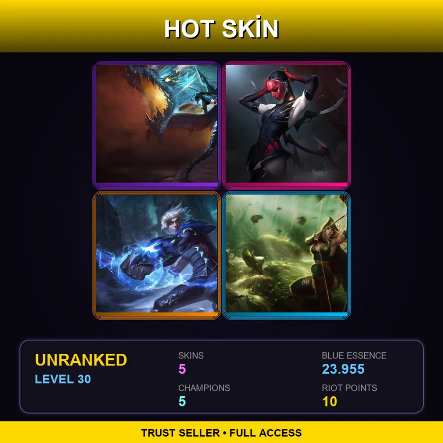 EUNE | Lv30 | Unranked | 5 Skin | 5 Champ