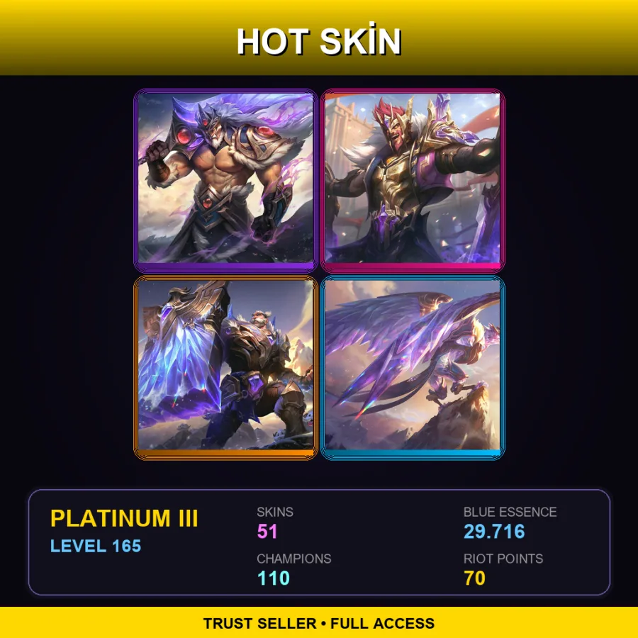 EUW | Lv165 | Platinum III | 51 Skin | 110 Champ
