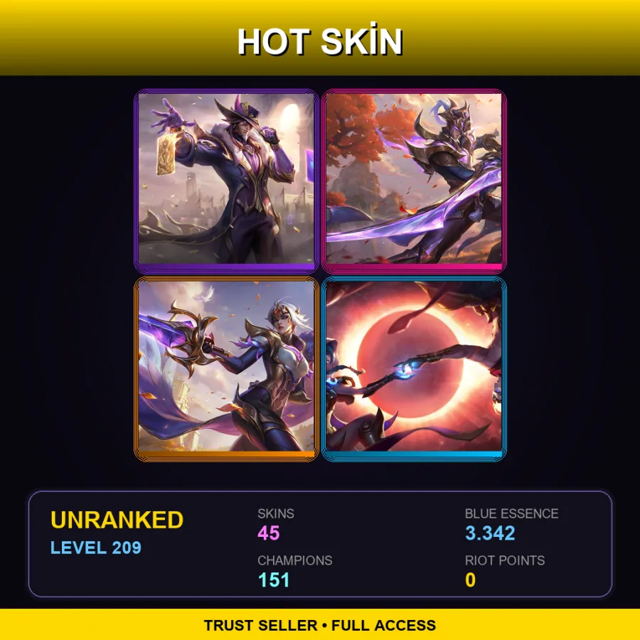 LAS | Lv209 | Unranked | 45 Skin | 151 Champ — LoL account