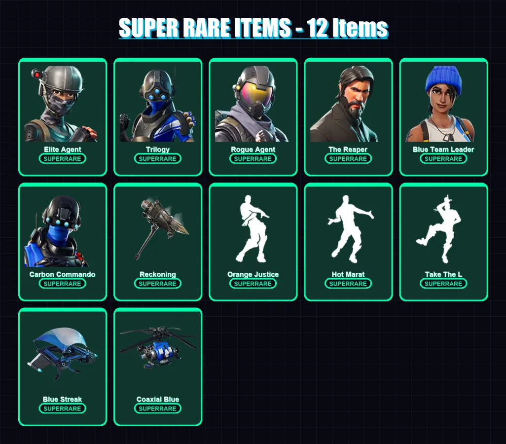 [PC/XBOX/PSN] | Elite Agent | Trilogy | Rogue Agent | The Reaper | Blue Team Leader | 66 skin | 55 pickaxe | 67 emote | 60 glider | Lv844 — Fortnite account