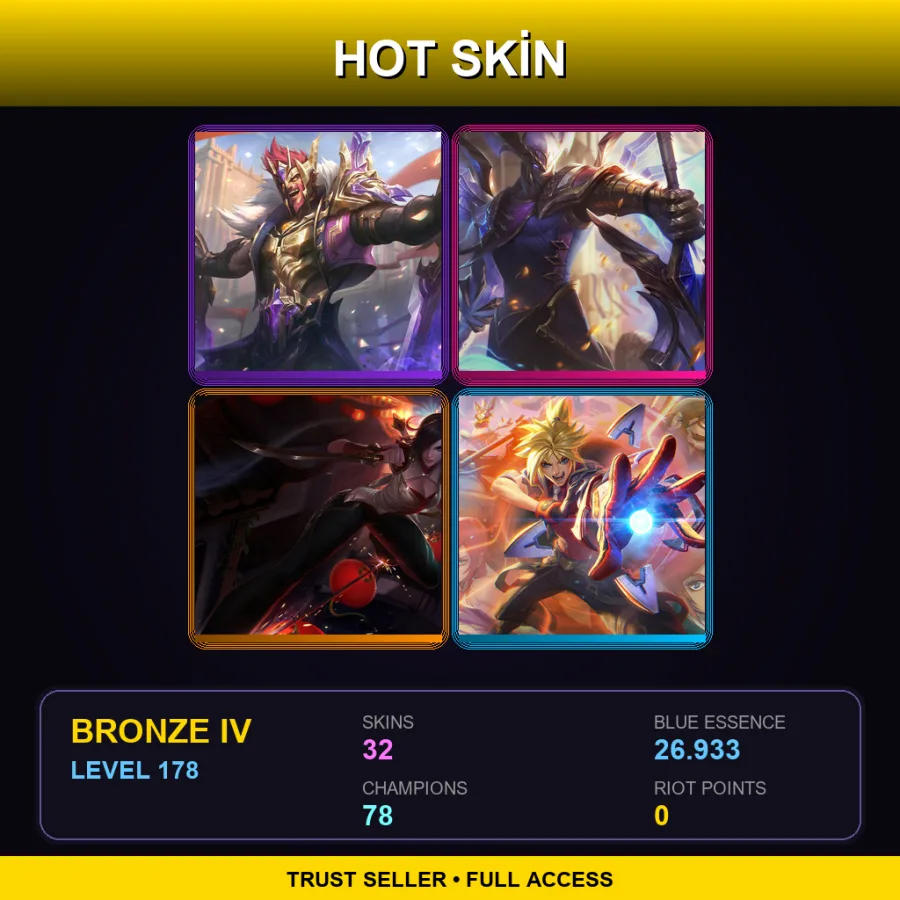 EUNE | Lv178 | Bronze IV | 32 Skin | 78 Champ — LoL account