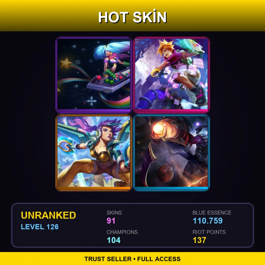 EUW | Lv126 | Unranked | 91 Skin | 104 Champ