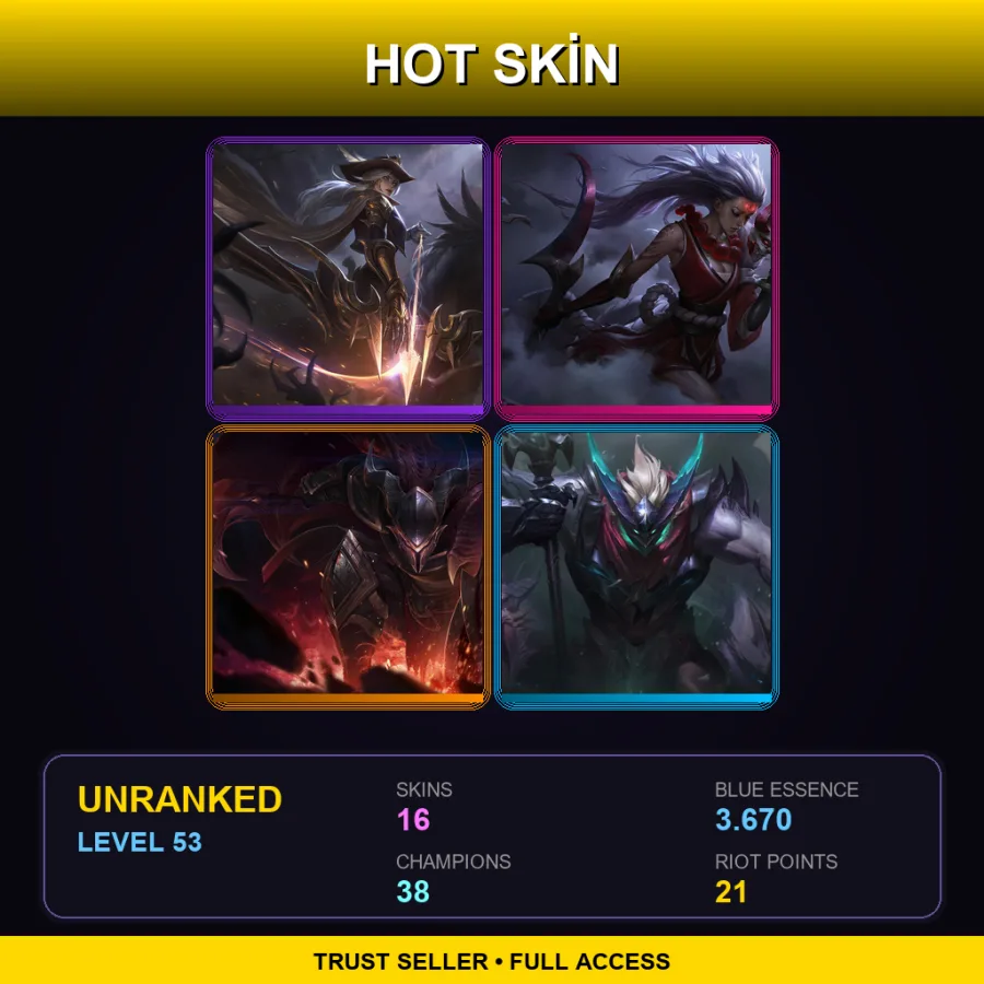 NA | Lv53 | Unranked | 16 Skin | 38 Champ