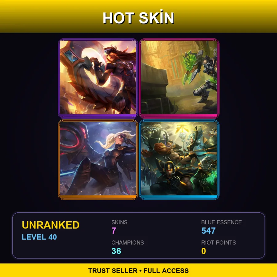 EUW | Lv40 | Unranked | 7 Skin | 36 Champ