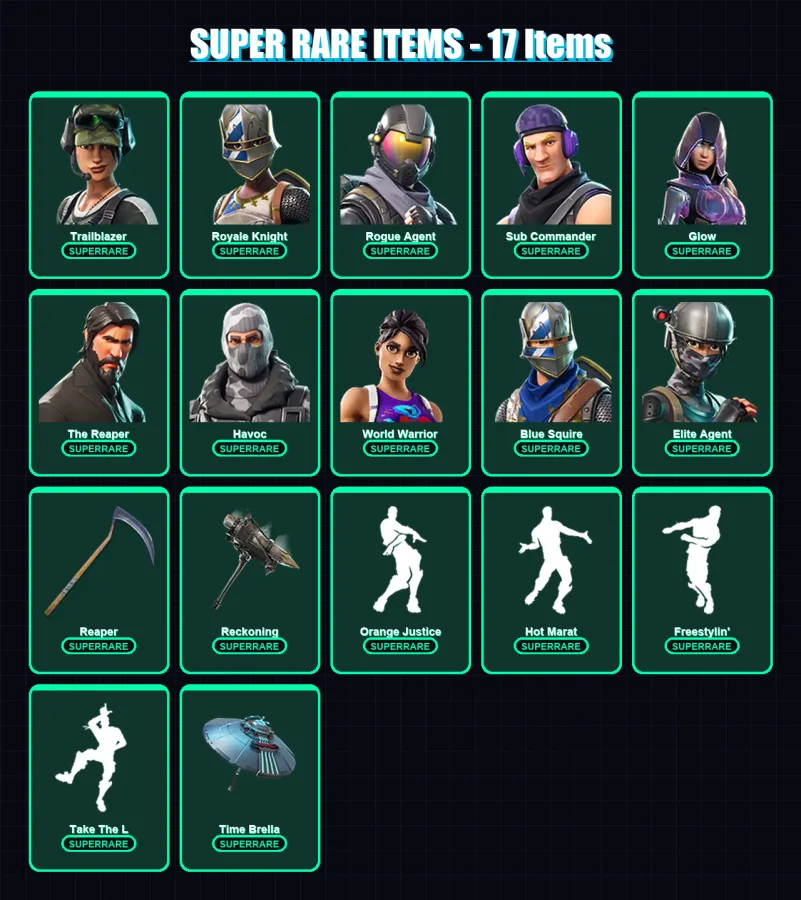 [PC/XBOX] | Trailblazer | Royale Knight | Rogue Agent | Sub Commander | Glow | 100 skin | 61 pickaxe | 83 emote | 67 glider | Lv1048