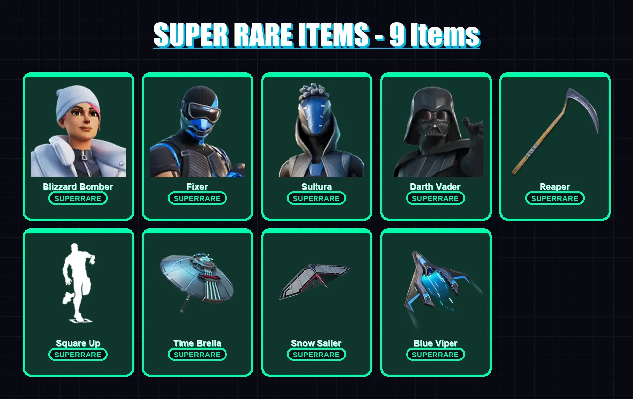 [PC/XBOX] | Blizzard Bomber | Fixer | Sultura | Darth Vader | Omegarok | 61 skin | 72 pickaxe | 57 emote | 73 glider | Lv963